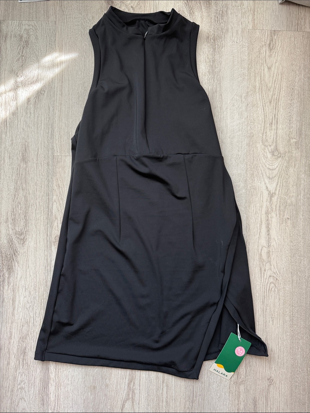 NWT Halara Black Sleeveless Zip-Front Dress